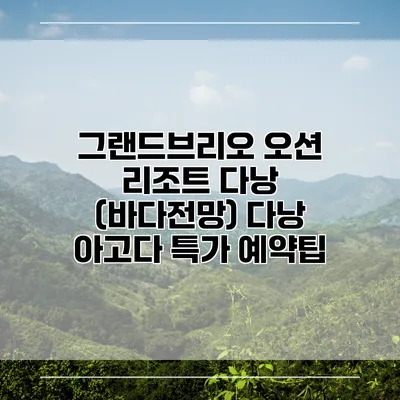 그랜드브리오 오션 리조트 다낭 (바다전망) 다낭 아고다 특가 예약팁