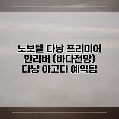 노보텔 다낭 프리미어 한리버 (바다전망) 다낭 아고다 예약팁