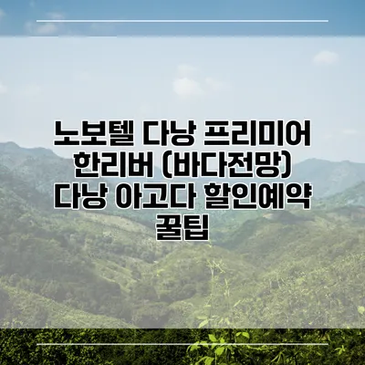 노보텔 다낭 프리미어 한리버 (바다전망) 다낭 아고다 할인예약 꿀팁