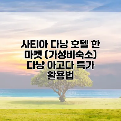 사티아 다낭 호텔 한 마켓 (가성비숙소) 다낭 아고다 특가 활용법