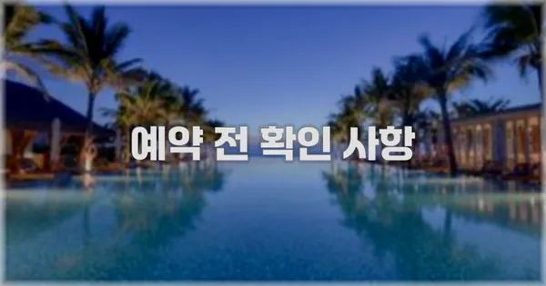 예약 전 확인 사항