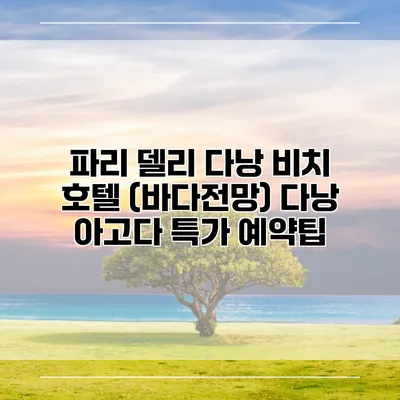 파리 델리 다낭 비치 호텔 (바다전망) 다낭 아고다 특가 예약팁
