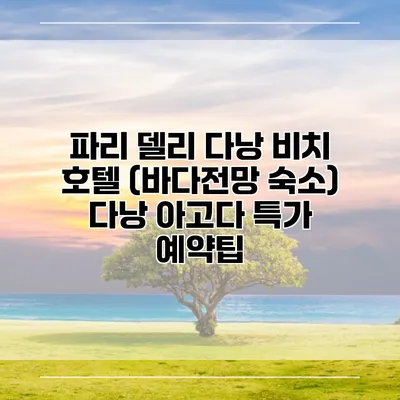 파리 델리 다낭 비치 호텔 (바다전망 숙소) 다낭 아고다 특가 예약팁