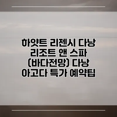 하얏트 리젠시 다낭 리조트 앤 스파 (바다전망) 다낭 아고다 특가 예약팁