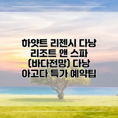 하얏트 리젠시 다낭 리조트 앤 스파 (바다전망) 다낭 아고다 특가 예약팁